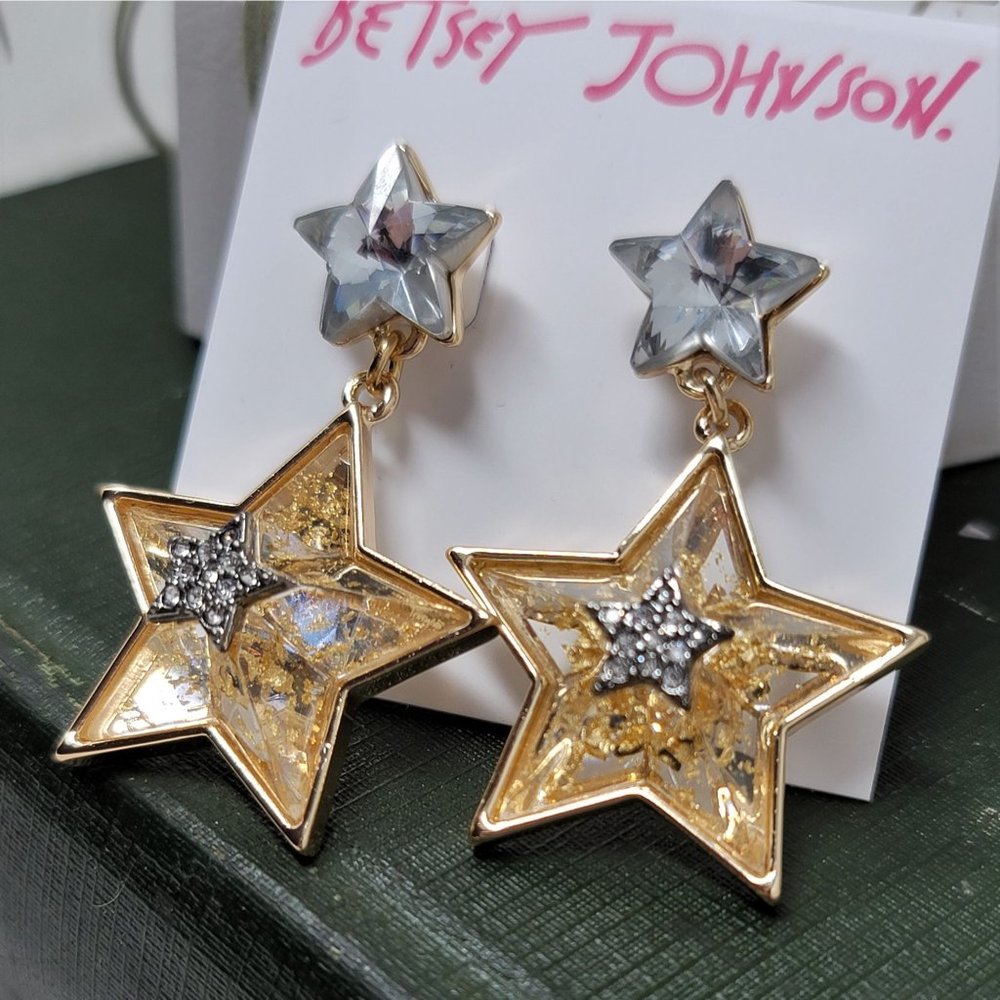 Betsey Johnson Celestial Star Drop Earrings